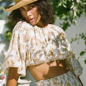 SABO LENNA TOP Floral Puff Sleeve Crop Top